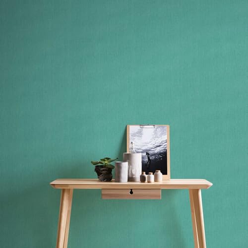 Papier peint uni vert bleu pour masquer les défauts du mur avec texture - 7