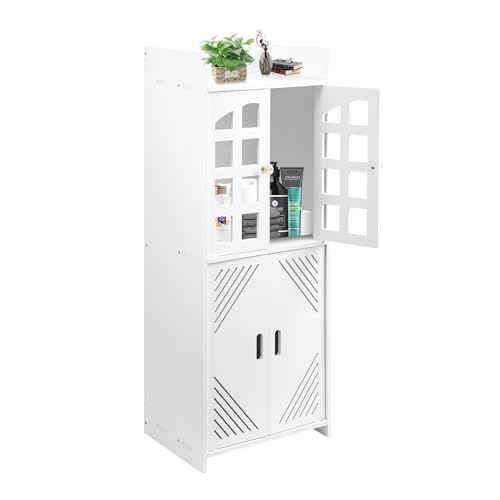 GREENSAPPIRE Bathroom Storage Cabinet – Floor Standing Organizer with Shelves & Door, Multifunctional Storage Unit for Home, Office, Living Room, Kitchen, or Entryway (2 Tier)