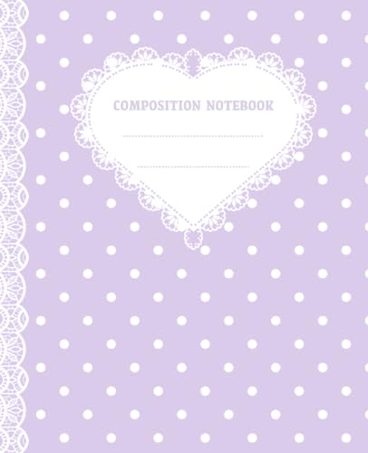 Super Cute Composition Notebook College Ruled: Pastel Purple & White Polka Dot Lace Aesthetic Journal for Girls, Kids, Teens, Women; Y2K Cool Girly School Supply & Office Stationery image 2