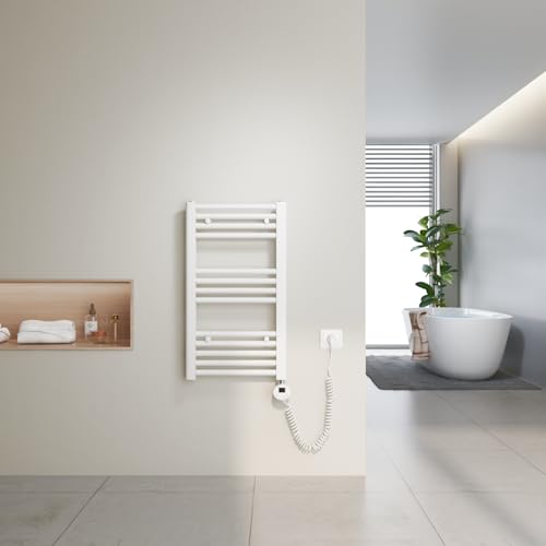 Heilmetz Radiador electrico 70x40 cm Secatoallas eléctrico con termostato Digital y función Temporizador, secatoallas electrico Blanco 250 W