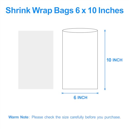 Image of Heat Shrink Wrap Bags 100Pcs 6x10 Inches Professional Grade POF Heat Shrink Wrap is Used to Store Wrap Embellished, Gift Baskets, Shoes, Jars, Industrial Grade PVC Shrink Wrap Bags Transparent