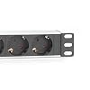 DIGITUS 4-Way Power Strip - 1U - 10 (254 mm) - Rack Mount in Network Cabinet - Silver/Black