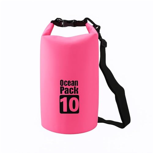 Bolsa Estanque Impermeável 10L Ocean Pack Ideal para Pesca, Praia, Trilha, Camping, Caiaque e Viagens Seguras (Rosa)