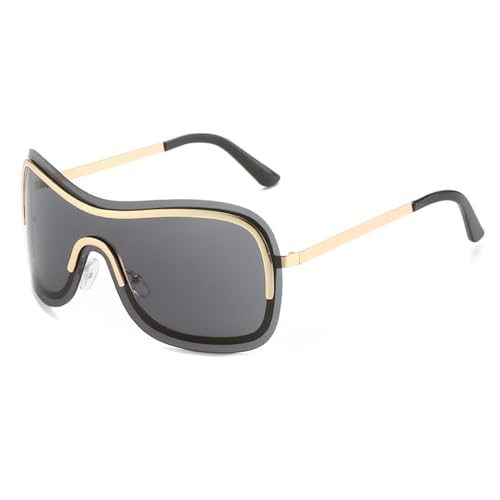 Lunettes de soleil de luxe sans monture vintage LVTFCO une pièce dégradé marron argent or noir