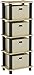 FURINNO LAci 4-Bins System Rack, Oak/Black/Light Brown