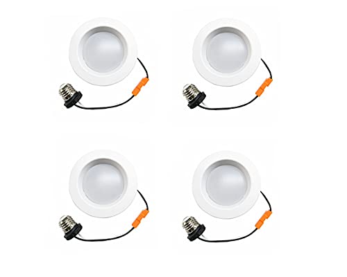 FSL 5/6inch LED Recessed Ceiling Panel Down Light,AC 110-130V,12W=75W 3000K Warm White,950 Lumens,Dimmable LED Retrofit Recessed Lighting Fixture,4 Pack