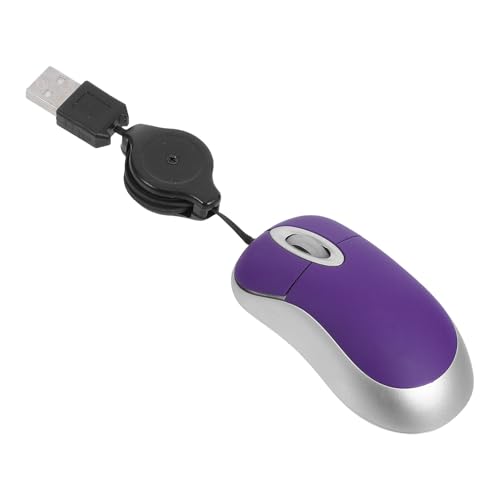 SECFOU Ratón USB Mini Retráctil Morado con Cable Diseño Ergonómico Silencioso Portátil para Ordenador Portátil y PC Compatible