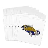 3dRose Greeting Cards - Blue and Yellow Classic Convertible - 6 Pack - Graphics Car