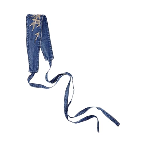Ceinture Corset en Denim Bleu Broderie Feuille GALPADA pour Robe Femme