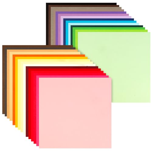 BOOKNOW 100 Sheets Colored Cardstock for Crafts, Cardstock Scrapbook Paper 12inch Square Craft Paper for Scrapbooking DIY Project Crafting Supplies