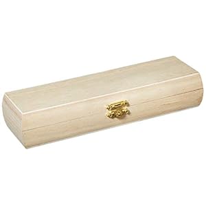 Artemio Unfinished Wood Curved Pencil Box with Brass Clasp