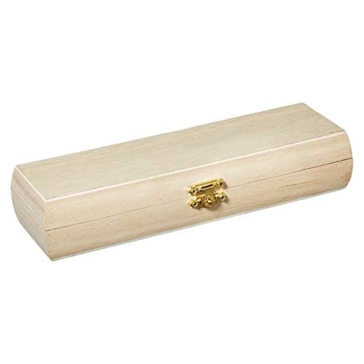 Plumier Bombé de madera en bruto con cierre latón