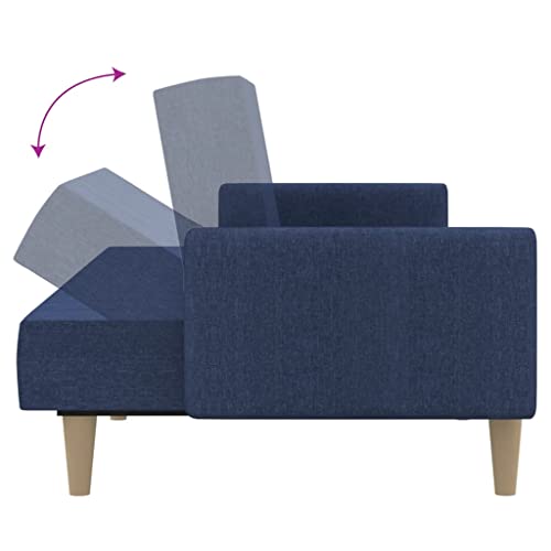 Sofá cama de 2 plazas azul de 220 cm con respaldo ajustable 8