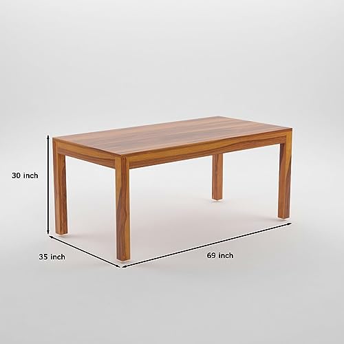Image of Solid Sheesham Wood Dining Table 8 Seater | Rectangle Eight Seater Dinning Table with 8 Chairs for Home | Wooden Kitchen Dinner Table 8 Seater | Dining Room Sets for Restaurants | Teak Finish