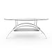 Ryan Rove Cleveland Oval Glass Coffee Table - Modern Home Decor with Black Mesh Magazine Storage Rack - Furniture for Living Room, Bedroom and Office - Center or Side Tables for Sofa - Silver Frame