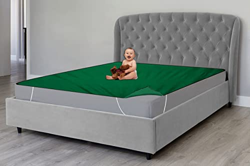 Image of The Furnishing Tree Mattress Protector /Waterproof Bedsheet Size WxL 36x78 inches Set of Two for Double Bed Polyester Green