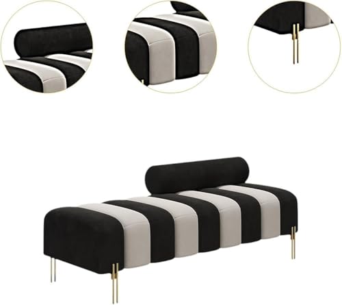 Image of Lazy Couch and Reclining Sofa /Recliner Chaise Longue /Fabric recliners /for Bedroom /Living Room /Office Reception Recliner Lounge Sofa and Armchair (Black & Beige)