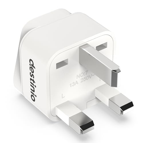 Image of Destinio Type G Travel Adapter | UK Plug Adapter for India to UK, UAE, Singapore & More | Universal Socket, 13A 250V 2500W| International Travel Plug Adapter | CE & RoHS Certified (Pack of 1)