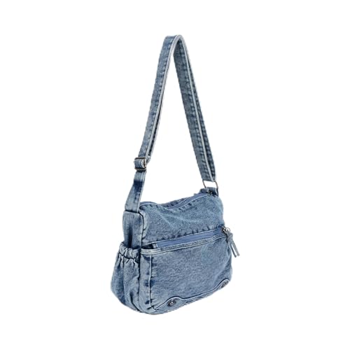 Ausing Crossboby Bag Femme Sac Fourre Tout Femme Grand Sac en Toile Travail Multi Poches Polyvalent Bleu