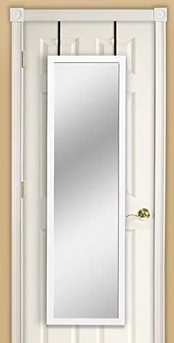 Mirrotek Over the Door Hanging Mirror, Wood, White, 48" L x 14" W