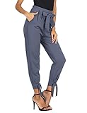 LIUMILAC Women Lightweight Joggers Elastic Waist Pocketed Sweatpants Bow-Knot Cargo Pants