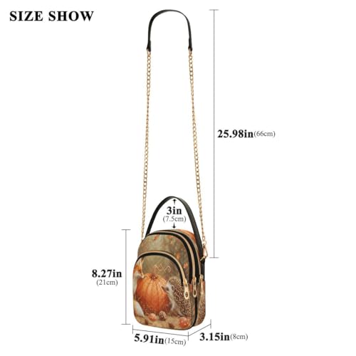 ALAZA Fox Hedgehog Pumpkin Autumn Crossbody Bag Small Shoulder Handbags Leather Purse for Women3