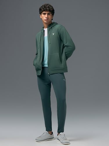 Image of TECHNOSPORT Mens Fleece Slim Fit Solid Regular Fit Hooded Jacket with Techno Warm+, Fast Dry for Winter Use