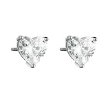 BCughia Pendientes para mujer, oro real de 9/14/18 quilates, aretes de tuerca de moissanita con corazón, Platino, Moissanita