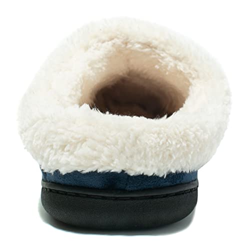 Image of NewDenBer Men's Warm Memory Foam Suede Plush Fleece Lined Slip on Indoor Outdoor Clog House Slippers