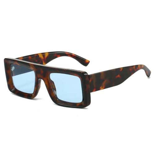 Lunettes de soleil UV400 bleu léopard rétro et tendance pour femme et homme