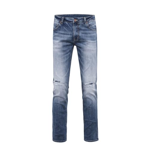 Men's Casual Jeans Mild Waist Classic Slim Fit Stretchable Denim Pants Featuring Whiskers Monkey Wash
