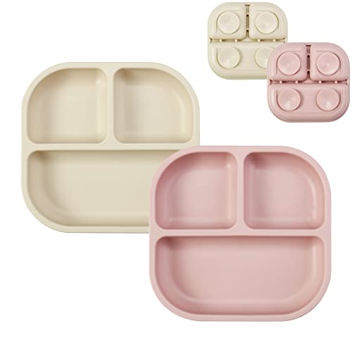 PandaEar - PandaEar Suction Plates for Baby, 2 Pack Silicone Plates for Toddlers Infant Kids, Divided Suction Plate Dish Set, Non-Slip, Non-Toxic, BPA Free - -7%