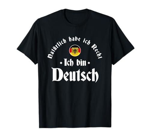 Funny German Shirts - Ich Bin Deutsch - German Roots T-Shirt - Unisex Adult - Black - Small - Short Sleeve - Classic Fit - Cotton, Polyester - Machine Wash