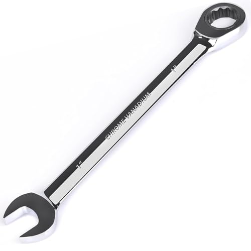 Image of Egofine 1 inch Ratcheting Combination Wrench SAE, Industrial Grade Gear Spanner with 12-Point Design, 72-Tooth Ratchet, Chrome Vanadium Steel