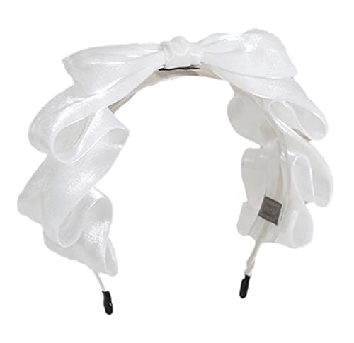 ロリータ サテン レース レディース リボン カチューシャ ゴスロリ 蝶結び コスプレ 髪飾り ヘアアクセサリー 萌え キュート メイドカフェ【J's select】 (ホワイト)のサムネイル