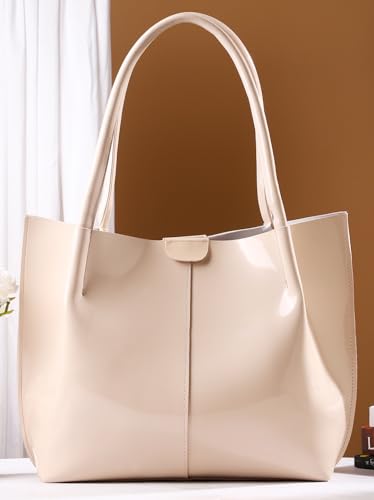 Image of Carrylux Casual Patent Synthetic Leather Tote Bag, Handbag for Ladies