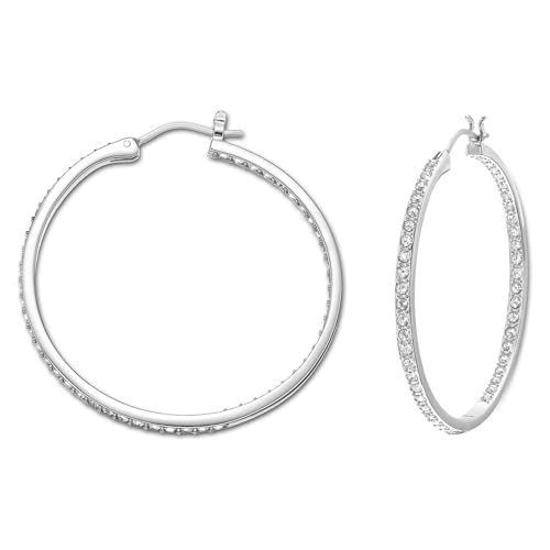 Swarovski Anneaux d'oreilles Sommerset, Blanches, Métal rhodié