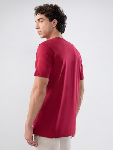 Image of Raymond Men Regular Fit Solid Pattern Pure Cotton Crew Neck Half Sleeve Casual T-Shirt