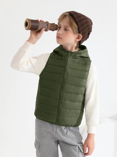 Image of Haloumoning Boys Puffer Vest Kids Sleeveless Zip Up Jackets | Lightweight Puffy Down Jacket with Hood 4-14 Years