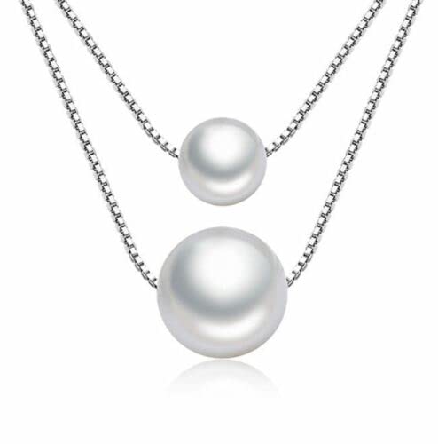 Womens Double Layered Pearl Pendant Necklace With Box Chain, Trendy Pearl Necklace, Elegant Necklaces For Women, Simple Pearl Chain Necklace, Pearl Pendant Necklace, Chains For Women(White) (B09M6PLY2K) Amazon Price History, Amazon Price Tracker