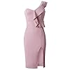 ECOWISH-Womens-Dresses-Sexy-Ruffle-One-Shoulder-Sleeveless-Split-Bodycon-Midi-Party-Dress ECOWISH Women's Dresses Sexy Ruffle One Shoulder Sleeveless Split Bodycon Midi Party Dress Pink Small