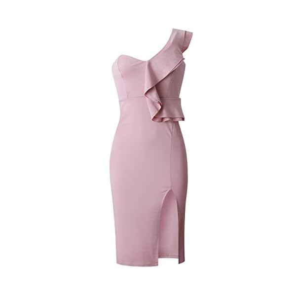 ECOWISH-Womens-Dresses-Sexy-Ruffle-One-Shoulder-Sleeveless-Split-Bodycon-Midi-Party-Dress ECOWISH Women's Dresses Sexy Ruffle One Shoulder Sleeveless Split Bodycon Midi Party Dress Pink Small