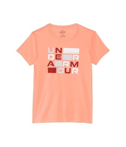 Under Armour Girls' Tech Block Logo Short Sleeve T Shirt, (897) Flare Orange / / Earthen Orange, X-Large