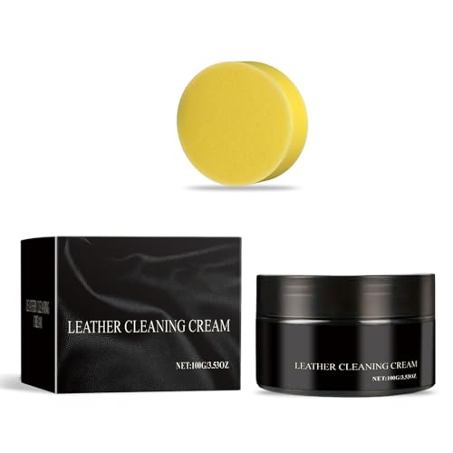 THINCAN Crema de mantenimiento de cuero con esponja 100 g para reparación de piel de coche, pastas limpiadoras para limpieza interior del coche