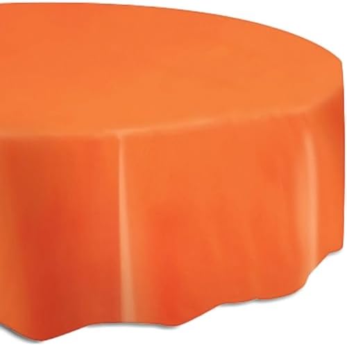 Jednolity okrągły plastikowy obrus na stół (213 cm) 1 szt.  żywy i trwały niezbędny element imprezowy do łatwego czyszczenia i dekoracji