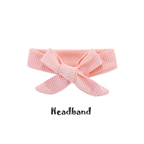 Image of Mud Kingdom Rib Little Girls Outfit with Headband Ruffle Sleeve Tops and Floral Short Set