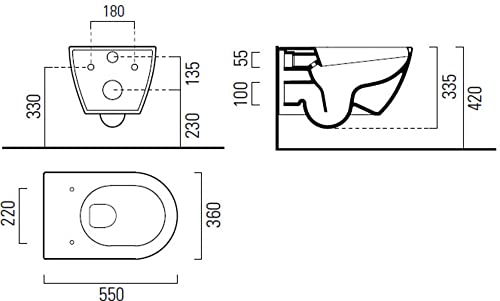 Ben Segno Wand-WC Xtra glaze+ Free flush Zementgrau – Bild 7