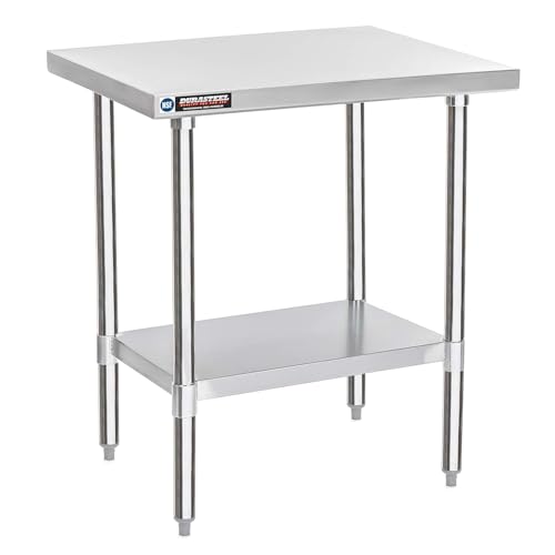 Image of DuraSteel 24x30 Stainless Steel Work Table - NSF Commercial Prep Metal Table - Outdoor Pizza Oven Stand w /Under Shelf - Kitchen Island Laundry Utility Garage Microwave Stand Large Rolling Storage Cart