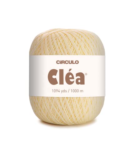 Circulo Clea Yarn – Crochet Thread Fine Size 10-8/2 Perfect for Weaving - 100% Mercerized Brazilian Cotton (Pack of 1 Ball) – 5.3 oz, 1094 yds - Color: 1074 - Cream