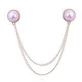 Mens Pearl Brooch Lapel Pin Badge with Hanging Chains Alloy Metal Tassel Collar Brooches Pin for Car